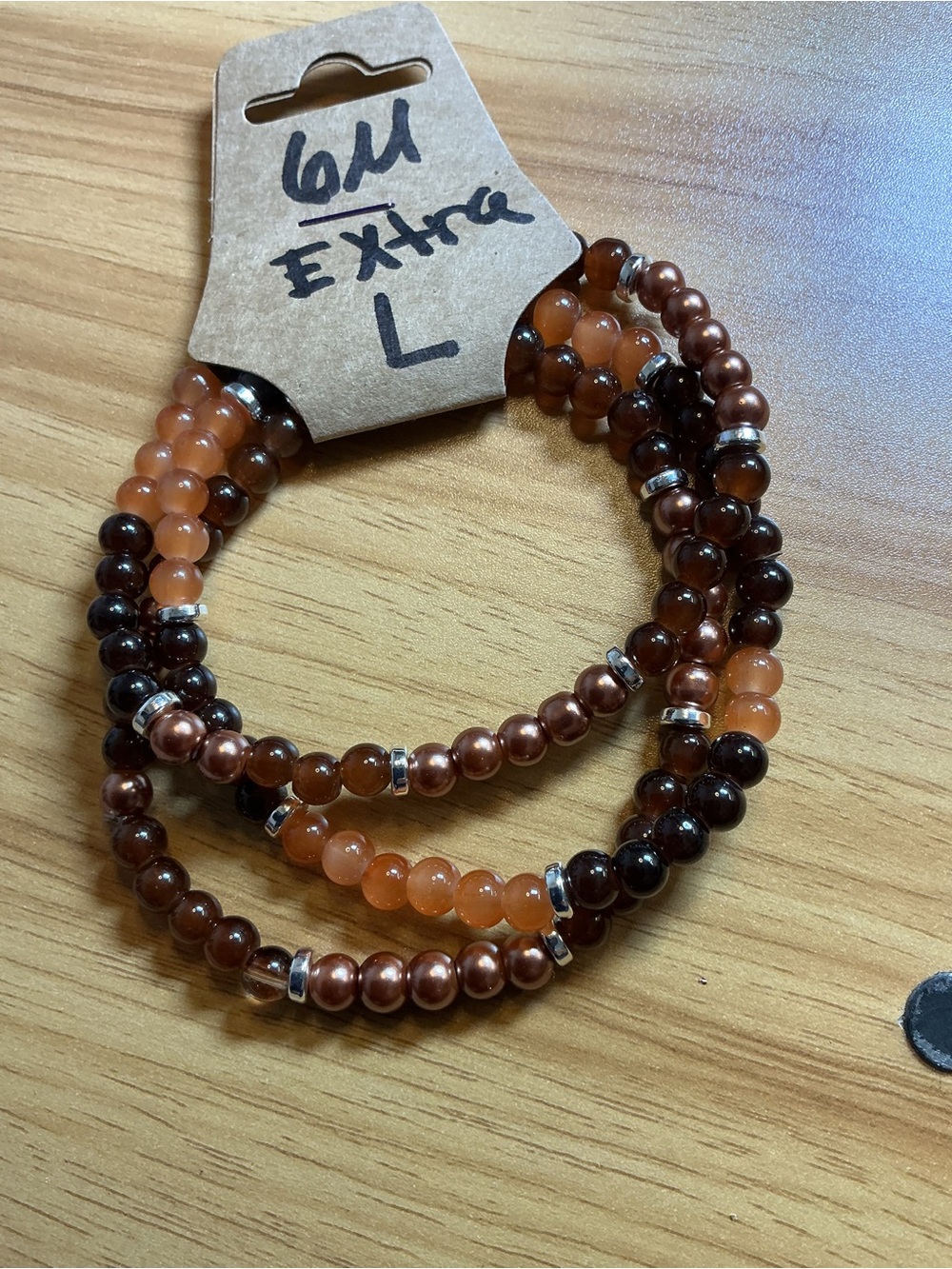 Brown Mixed-Bead Stretch Bracelet Set - Unbranded
